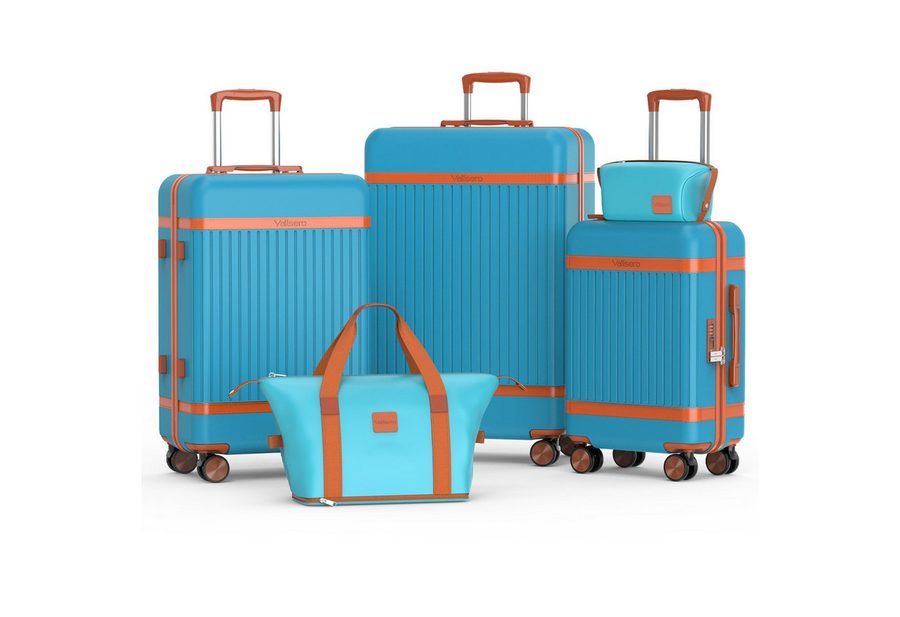 VALLSERO Trolleyset Hartschalen-Koffer set (M, L,XL) Rollkoffer, Reisekoffer, Handgepäck 4 Rollen, ABS-Material, TSA Zollschloss von VALLSERO