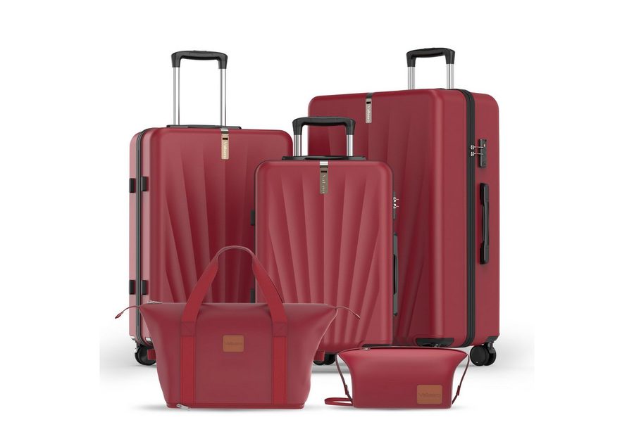 VALLSERO Trolleyset M-L-XL-Set, Gepäck mit Kosmetiktasche, Hartschalen-Koffer, 5-teiliges Set, hochfestes ABS-Gehäuse, 360° geräuschloses Rad von VALLSERO