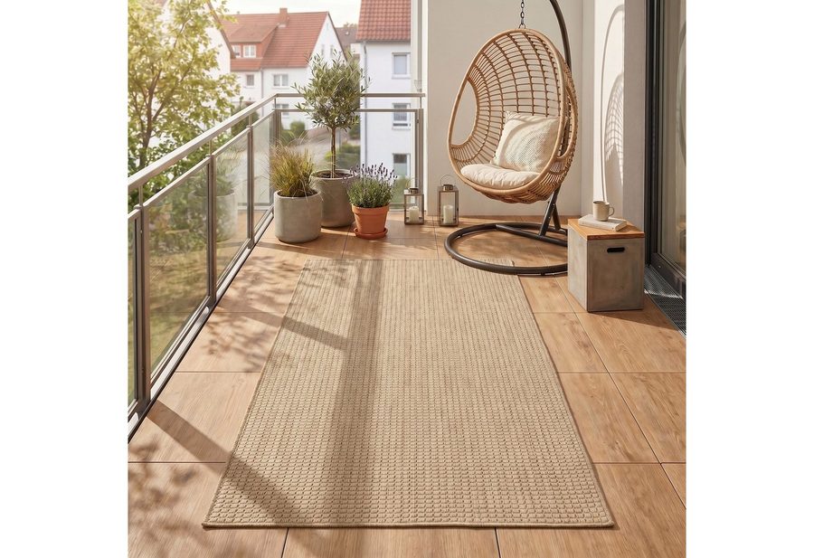 Teppium Teppich Einfarbig, Läufer, Höhe: 3 mm, Teppich Wetterfest Waschbar Balkon, Garten, Terrasse und Küchenteppich von Teppium