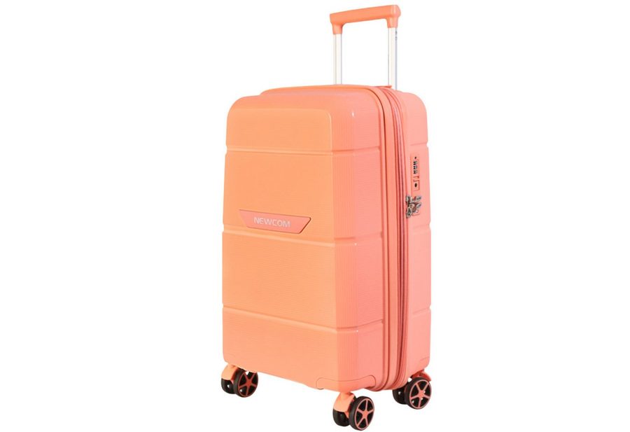 NEWCOM Hartschalen-Trolley Reisekoffer Erweiterbar, Hartschale Koffer mit TSA-Schloss, PP, 4 Rollen, 24 Zoll/L, Orange, ultraleichter & robuster Check-in Koffer von Newcom