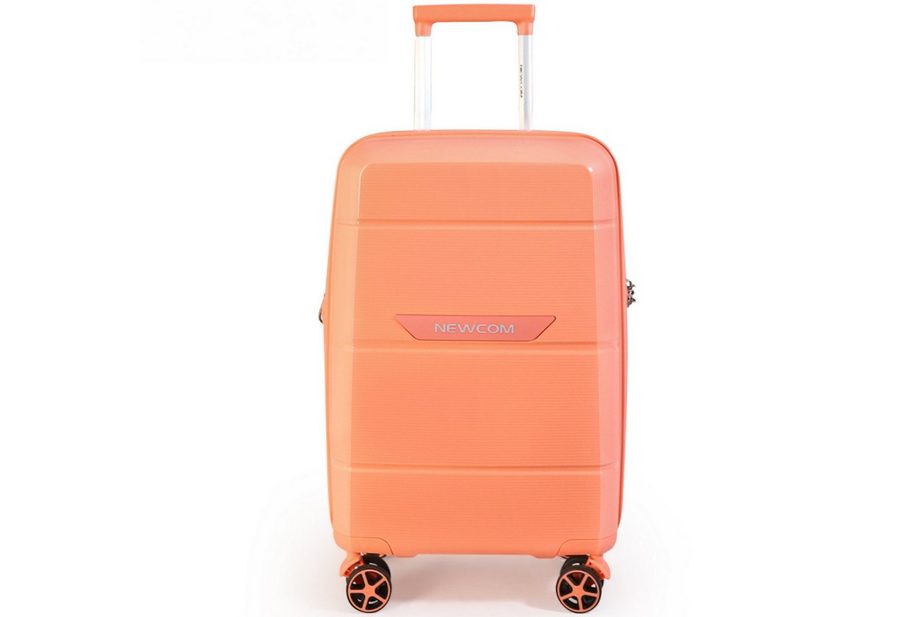 NEWCOM Hartschalen-Trolley Reisekoffer Erweiterbar, Hartschale Koffer mit TSA-Schloss, PP, 4 Rollen, Handgepäck 20 Zoll/ 55cm, Orange, leicht & robust für Kurzreisen von Newcom
