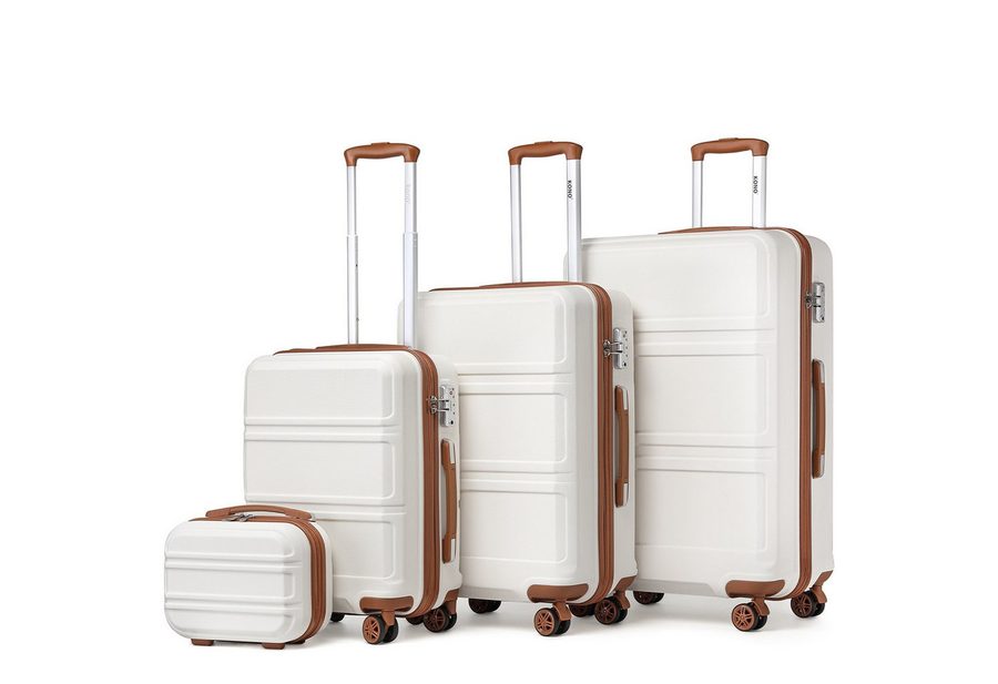 KONO Kofferset 4-teiliges Reiseset, ABS-Hartschalenkoffer (XL/L/M) + Kosmetikkoffer, (4 tlg) von KONO