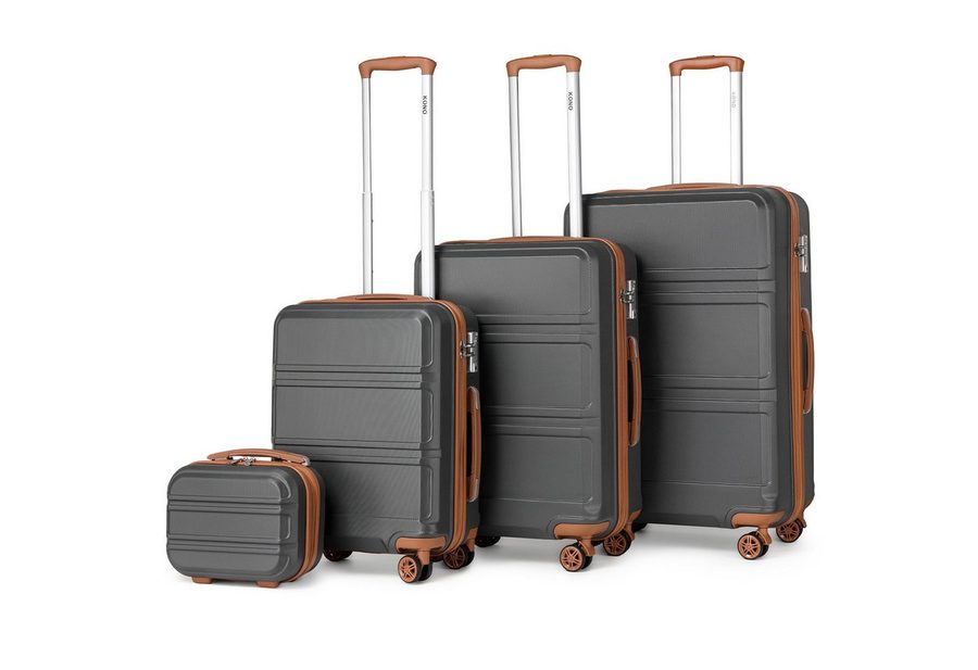 KONO Kofferset 4-teiliges Reiseset, ABS-Hartschalenkoffer (XL/L/M) + Kosmetikkoffer, (4 tlg) von KONO