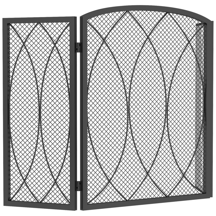 HOMCOM Kaminschutzgitter, 3-Teilige Faltbares Funkenschutz aus Metall Kaminschutz Funkenschutzgitter für Wohnzimmer, Schlafzimmer, 122 x 75 cm, Schwarz   Aosom