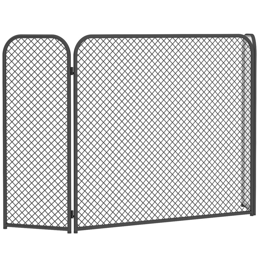 HOMCOM Kaminschutzgitter, 3-Teiliges Faltbares Funkenschutzgitter aus Metall Kaminschutz im geometrischen Design, Funkenschutz für Wohnzimmer, Schlafzimmer, 100 x 51 cm, Schwarz   Aosom von HOMCOM