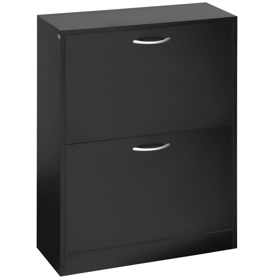 HOMCOM Schuhschrank Schuhablage Schuhregal dim. 60L x 24B x 80H cm 2 Klapptüren Schwarz   Aosom von HOMCOM