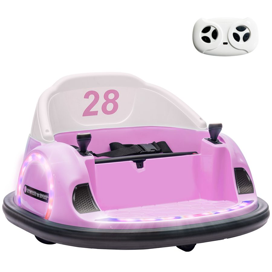 AIYAPLAY 12V Kinder Autoscooter mit 2,4 G Fernbedienung, Elektro Bumper mit Musik und Lichtern, 2 km/h, Kinder Elektroauto mit 360°-Drehung, für 1,5-5 Jahre, Rosa   Aosom