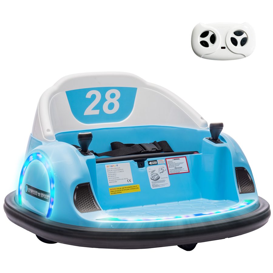 AIYAPLAY 12V Kinder Autoscooter mit 2,4 G Fernbedienung, Elektro Bumper mit Musik und Lichtern, 2 km/h, Kinder Elektroauto mit 360°-Drehung, für 1,5-5 Jahre, Blau   Aosom