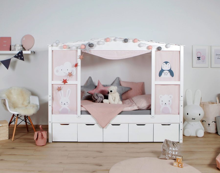 Ticaa Hausbett mit Bettkasten "Amelie" Kiefer Weiß von TICAA