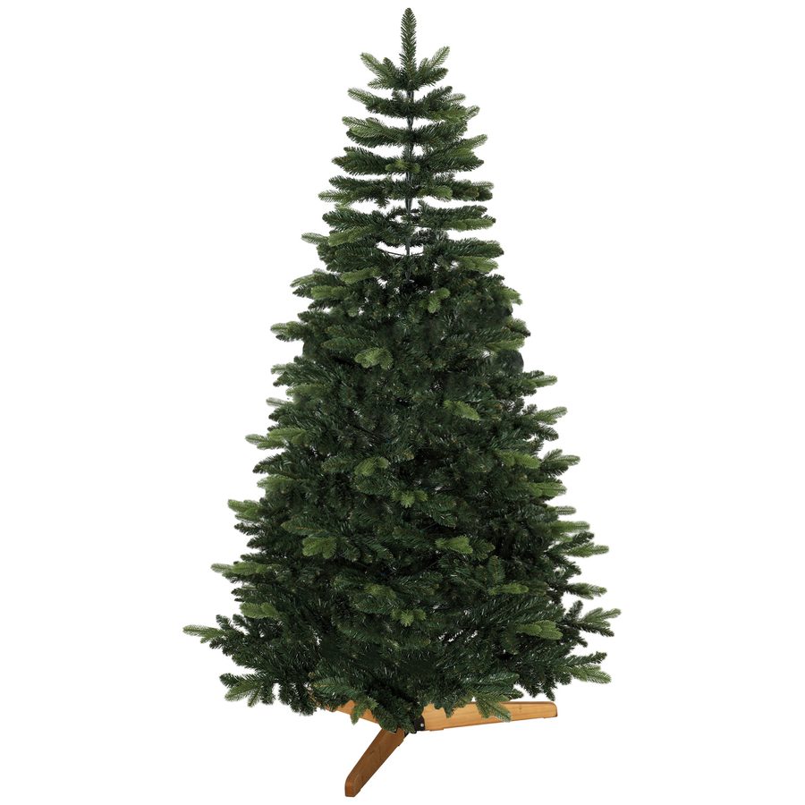 HOMCOM Künstlicher Weihnachtsbaum 210cm, dichte Edeltanne realistisch, 1161 PVC-Zweige feuerhemmend, klappbarer Holz- und Metallfuß, einfache Montage, Weihnachtsdekoration, Innenbereich, Grün   Aosom von HOMCOM
