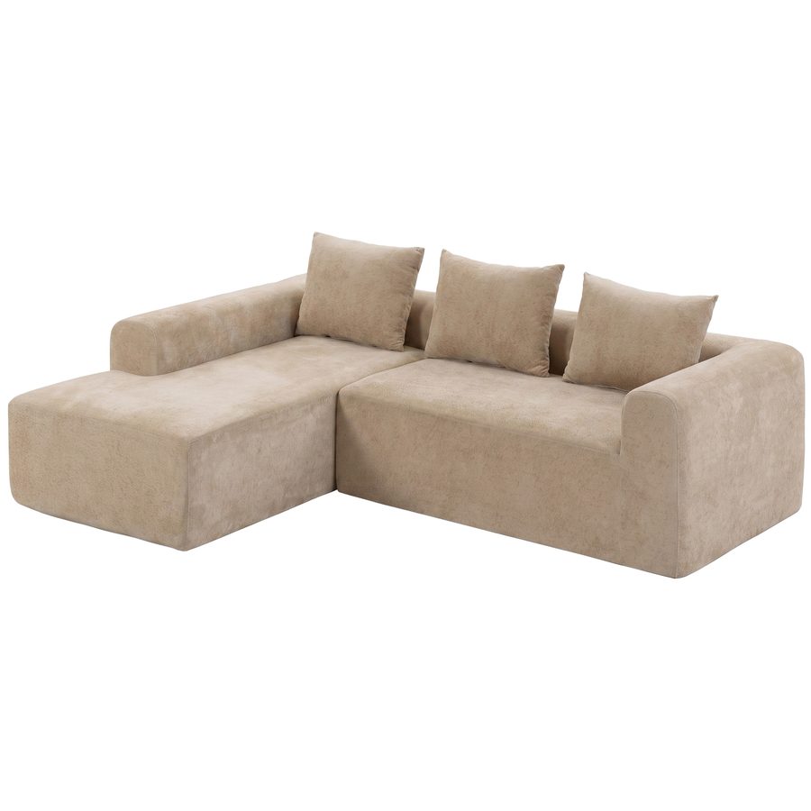 HOMCOM Ecksofa mit Chaiselongue, 242 cm, rahmenloses Cloud-Sofa in L-Form aus Chenille, tiefer Sitz, breite Armlehnen, Taschenfedern, hochdichter Schaumstoff, Beige   Aosom von HOMCOM