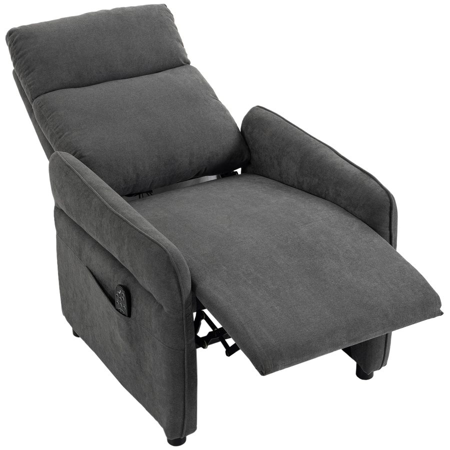 HOMCOM Relaxsessel Fernsehsessel mit Massage & Wärme, TV-Sessel mit Fußstütze, verstellbaren Armlehnen und 2 Seitentaschen, dunkelgrau   Aosom von HOMCOM