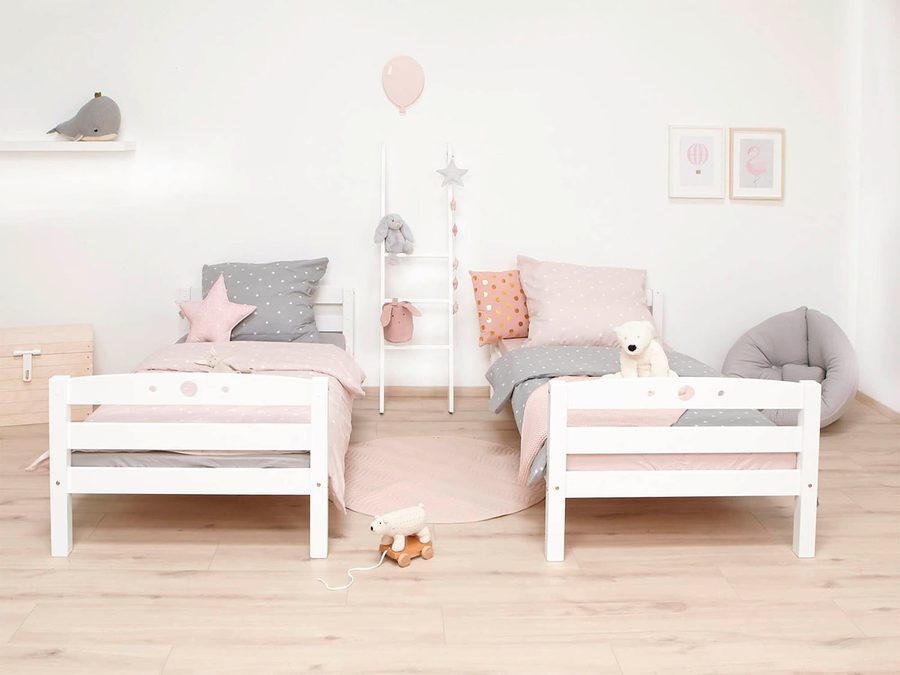 Ticaa TiCAA Etagenbett, Kinderbett, Stockbett Funktionsbett für Kinder mit Treppe & Zwei Liegeflächen teilbar aus Buche Massivholz weiß Bettgestell... von TICAA