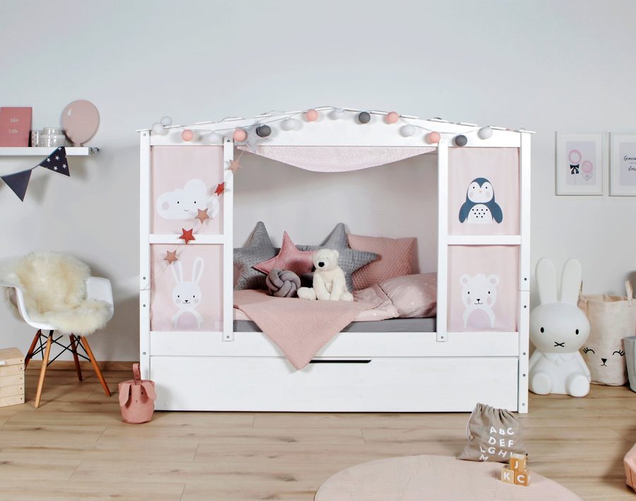 Ticaa Hausbett mit Bettkasten "Amelie" Kiefer Weiß von TICAA