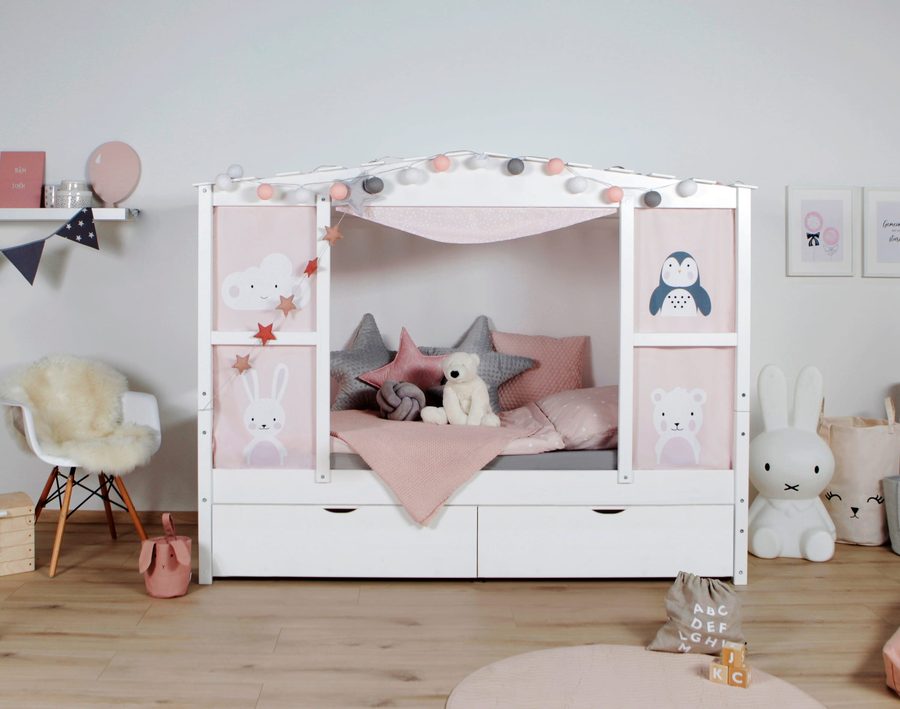 Ticaa Hausbett mit Bettkasten "Amelie" Kiefer Weiß von TICAA