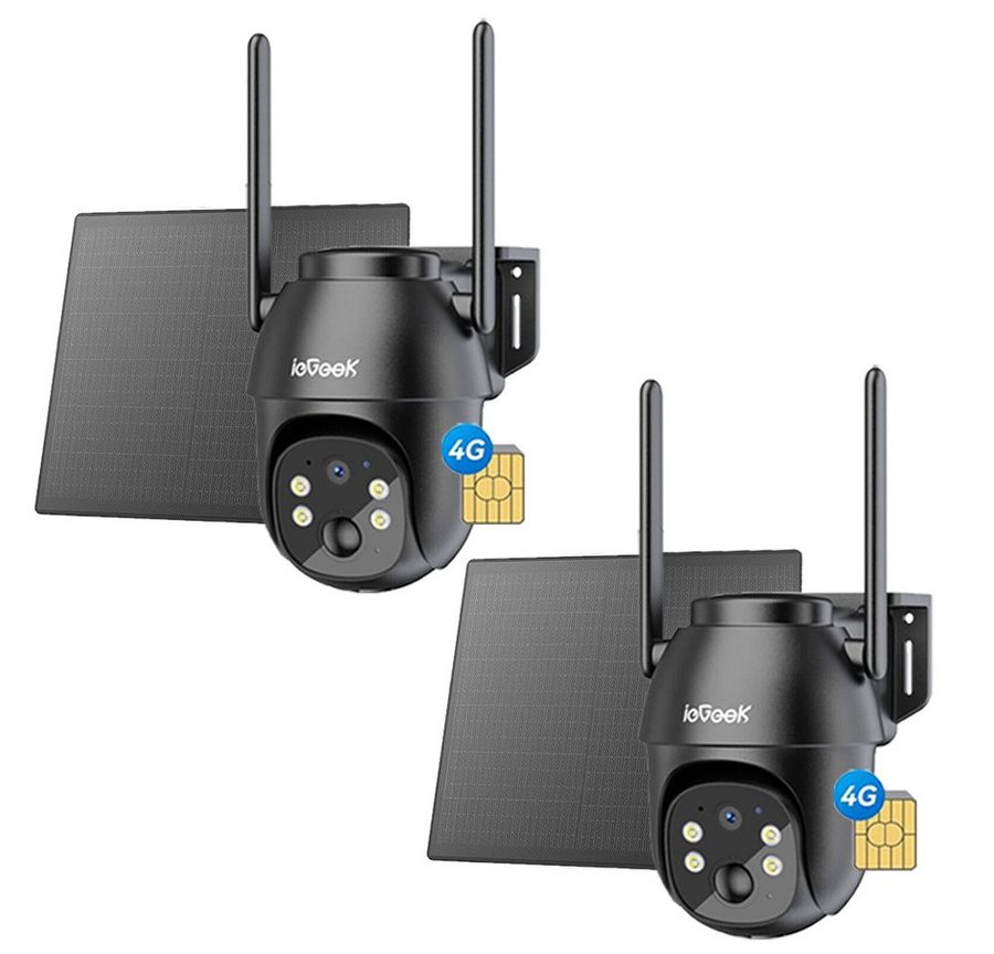 TWUFY IP-Überwachungskamera 4G LTE Überwachungskamera Aussen Akku mit SIM Karte (Außenbereich, 2K Kabellos Solar PTZ Kamera Ohne WLAN Outdoor, 2-tlg., 355°/100° Schwenkbar, Farb-Nachtsicht, Lokaler/Cloud Speicher, Audio, PIR Erkennung,Solar PTZ IP Kamera Outdoor)