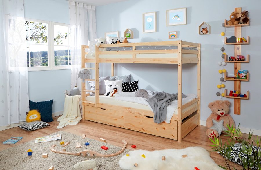 Ticaa Etagenbett Finn Natur mit 2er Schubkästen von TICAA