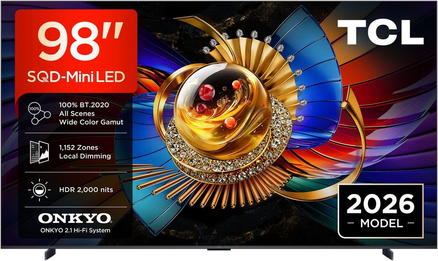 TCL 98Q7D Pro Mini-LED-Fernseher (248 cm/98 Zoll, 4K Ultra HD, Google TV, SQD-Mini LED, AiPQ Prozessor,ONKYO 2.1, Dolby Vision, Apple AirPlay 2)