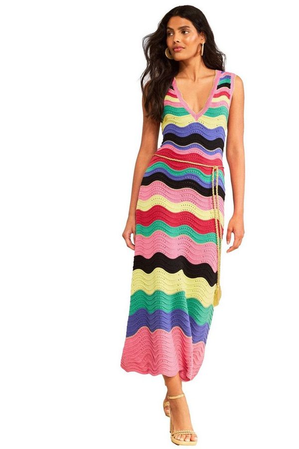 Love & Roses Midikleid Love & Roses Midi-Strickkleid mit Wellenstreifen (1-tlg)