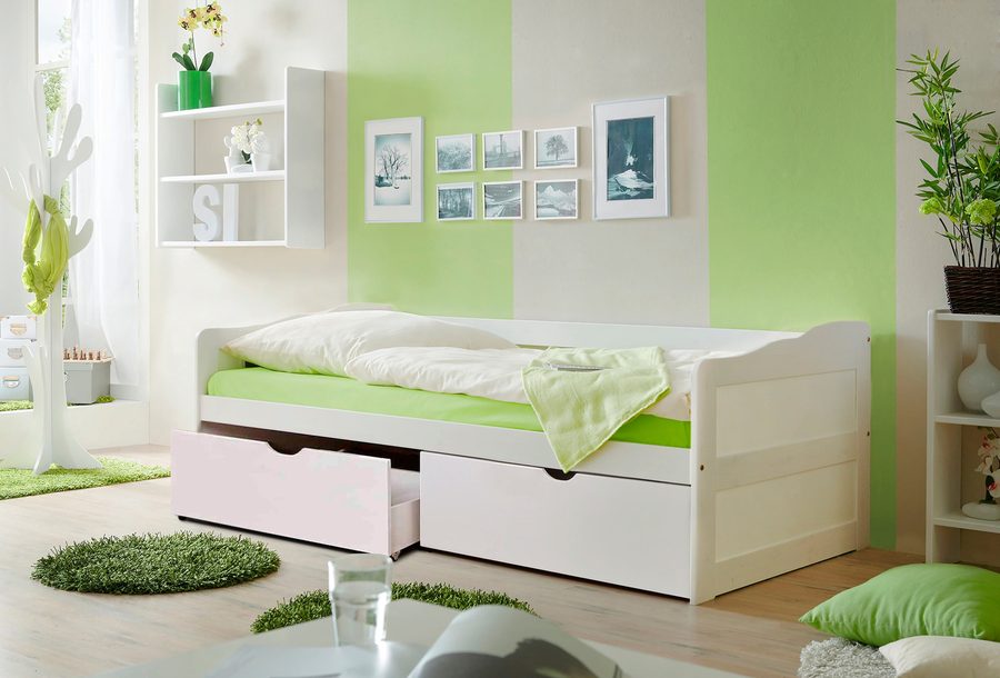 Ticaa Sofabett Funktionsbett Gästebett Melanie Kiefer Weiß inkl. Matratze und Rollrost von TICAA