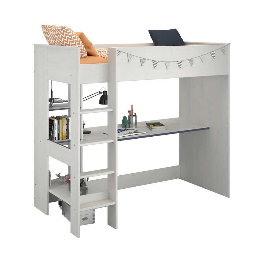 Parisot Hochbett mit Schreibtisch Smoozy 3a + 3b - Kanten Blau oder Pink (90x200) von Parisot