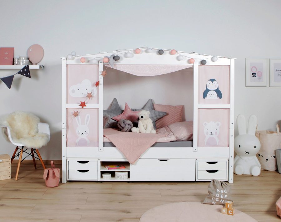 Ticaa Hausbett mit Bettkasten "Amelie" Kiefer Weiß von TICAA