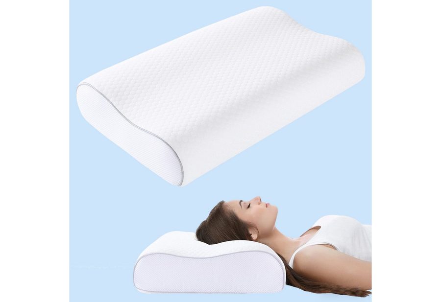 Elegear Nackenstützkissen nackenkissen orthopädisch, kopfkissen nackenschmerzen, schlafkissen, Füllung: Memory Foam, Seitenschläfer, Bauchschläfer, Rückenschläfer, 55 x 35cm Ergonomisches Schlafkissen mit Kissenbezug von Elegear