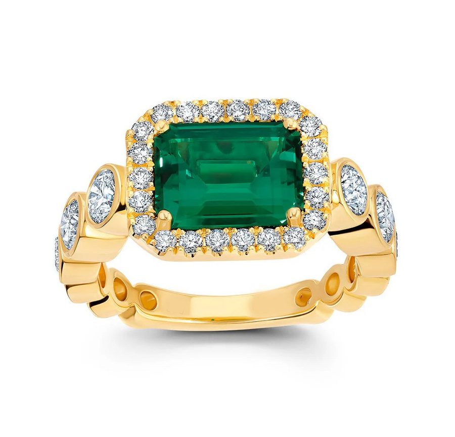 Jumpeak Diamantring 3ct,14K Gelbgold,Diamantring,Ring Mit Grünem Stein,Verlobungsring, Ehering,Ring Mit Stein,Mutter tochter Geschenk, Geschenk für Damen