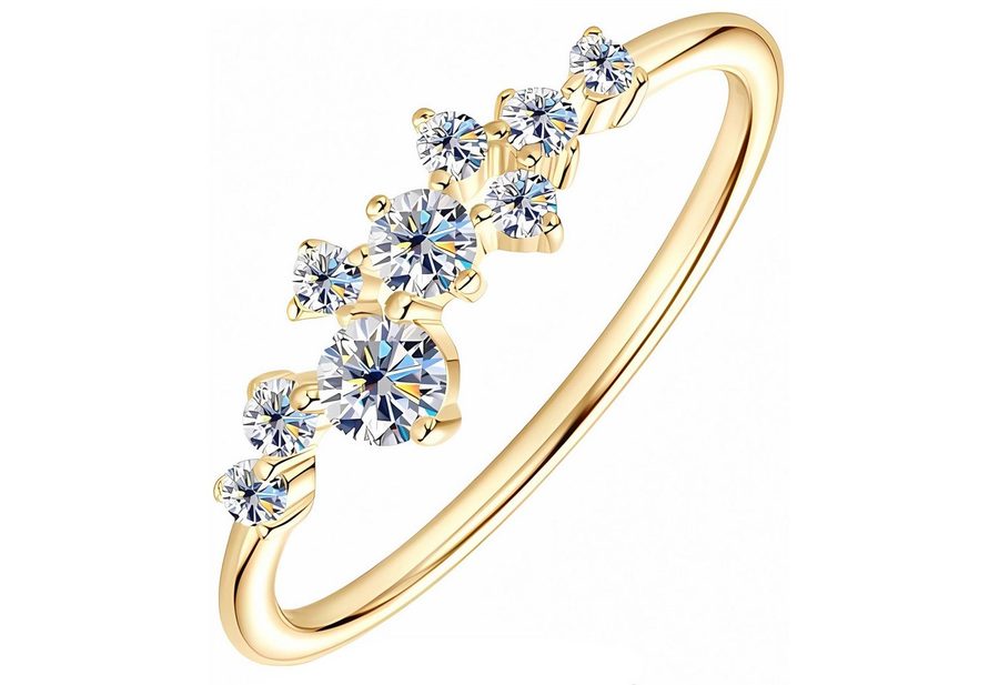 Jumpeak Diamantring Diamond Ring for Women,Ring Gold Damen 585 Echtgold,Engagement Ring, Brillantschliff,Labordiamant,Geburtstag,Verlobungsring,Geschenk