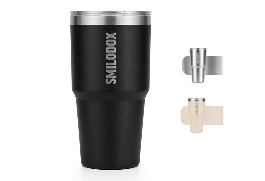 Smilodox Trinkflasche Pantho Trinkbecher 550 ml, Edelstahl Thermoflasche mit Henkel, 100% auslaufsicher, BPA-frei, Unisex Design, für Büro, Gym & Alltag von Smilodox