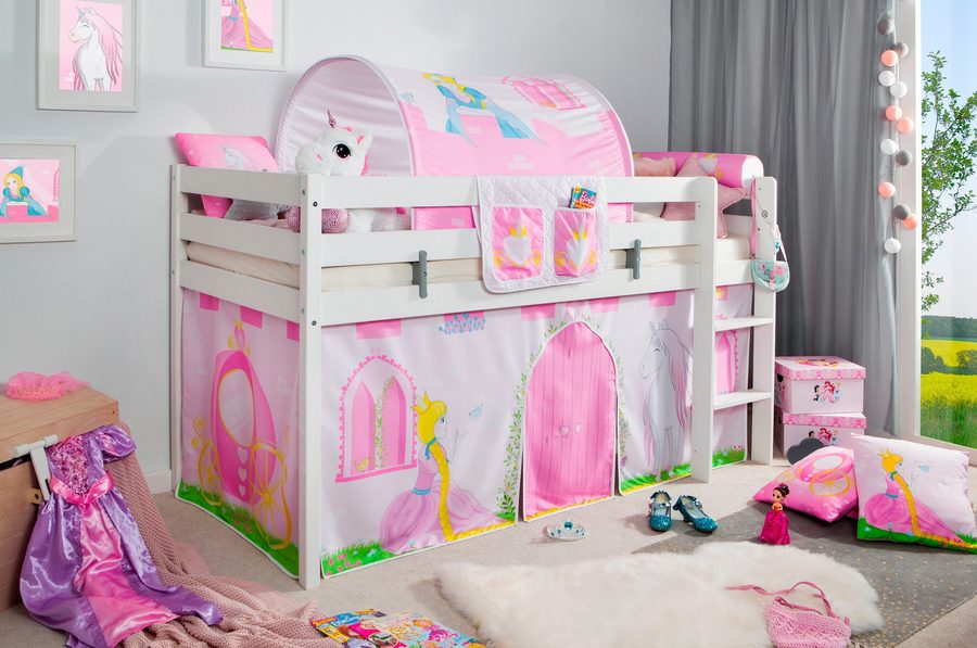 Ticaa Hochbett "Prinzessin Liora" inkl. Zubehör Kiefer weiß von TICAA
