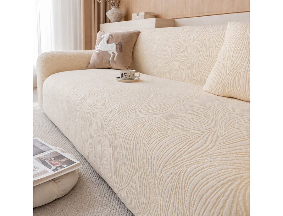 JASLIFE Sofahusse Wellenstruktur, weicher Jacquard-Stoff, elastisch, formstabil und maschinenwaschbar