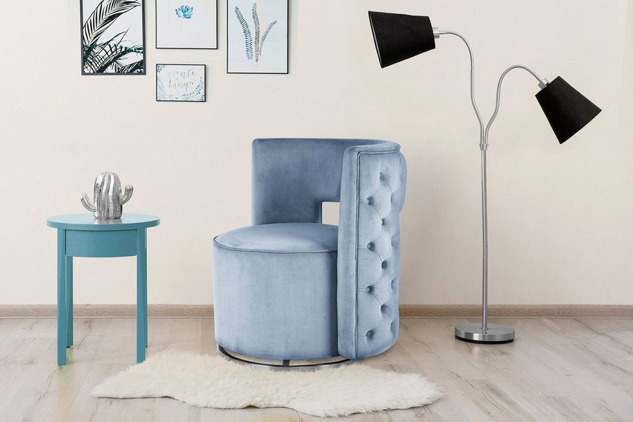 Kayoom Sessel Drehsessel Beverly 125, drehbar, Gestell aus Eisen,samtige Oberfläch (1-St), rund, glamourös, gesteppter Rücken, abgerundete,Drehsessel von Kayoom