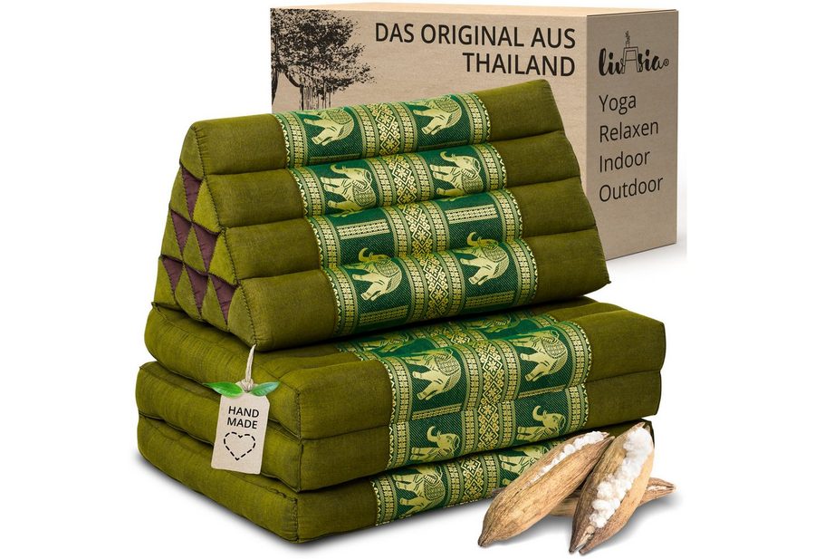 livasia Sitzsack Thaikissen 3 Auflagen (Deluxe) vegan und handgefertigt, 175x55x8cm, Kapok