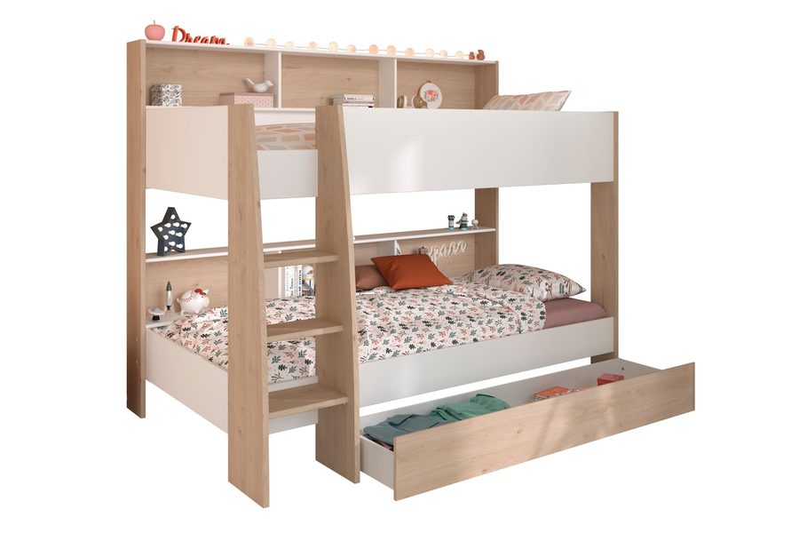 Parisot Etagenbett mit Bettschubkasten "Shelter 12" Jackson-Eiche - Weiß von Parisot