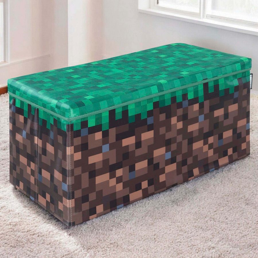 Roba Sitz- und Aufbewahrungsbox, Grasblock, breit, Canvas Minecraft von roba