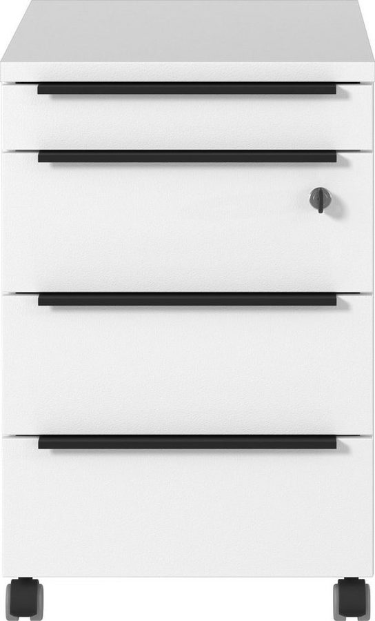 GERMANIA Rollcontainer Mailand, mit 4 Schubladen, optional mit Schubladendämpfung, 42 x 63 x 60 cm, Laufrollen, Soft Close, Metallgriffe, Made in Germany von Germania