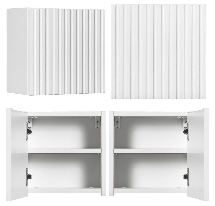 Lomadox Hängeschrank NEWPORT-56-WHITE Wandschrank Badschrank, weiß, gerillte Front, ca. 30/30/19cm von LOMADOX