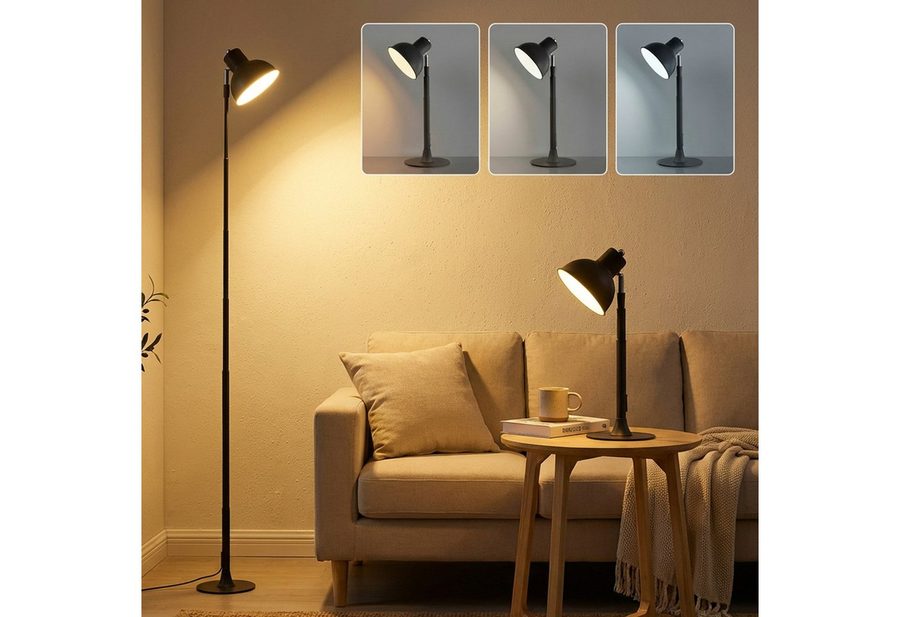 Rosnek LED Schreibtischlampe LED Stehlampe Höhenverstellbare, Dimmbare LED, 3 Farbtemperaturen, LED fest integriert, 45–145 cm, 150° drehbar, Metallfuß, für Esszimmer, Büro & Schlafzimmer von Rosnek