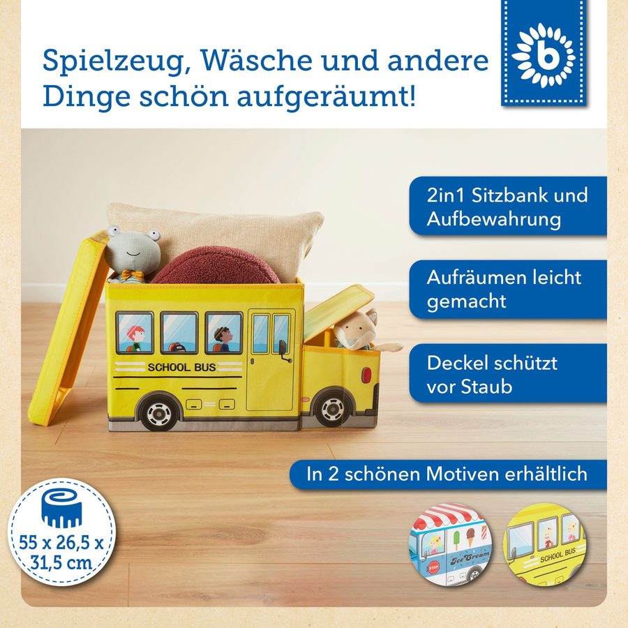 Bieco Aufbewahrungsbox mit Deckel Kinder Schulbus von Bieco