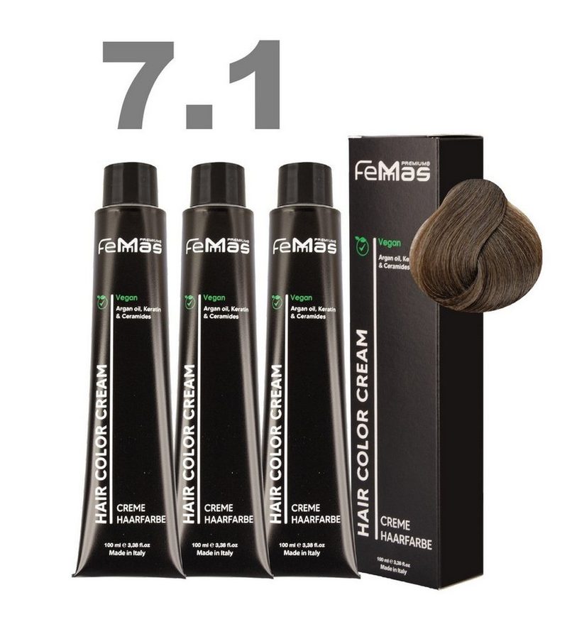 Femmas Premium Haarfarbe FemMas professionelle Haarfarbe mit Arganöl 3 x 100 ml