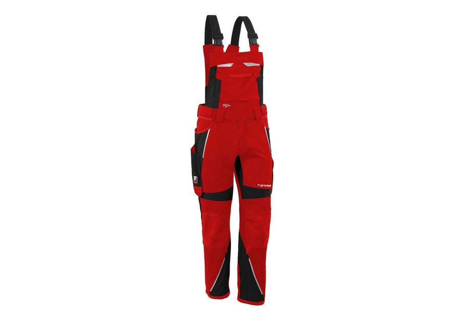 Qualitex Workwear Arbeitslatzhose Latzhose "IRON" rot/schwarz, Gr. L48