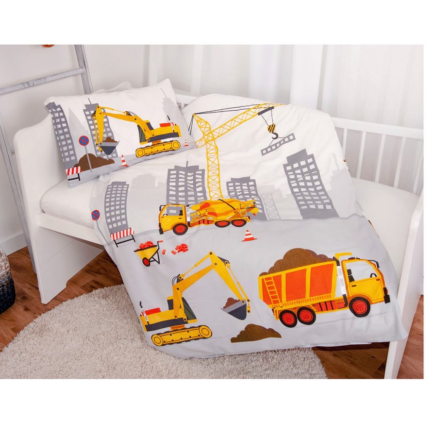 Baby Best Renforcé Wende-Bettwäsche Baustelle 40x60 / 100x135 cm