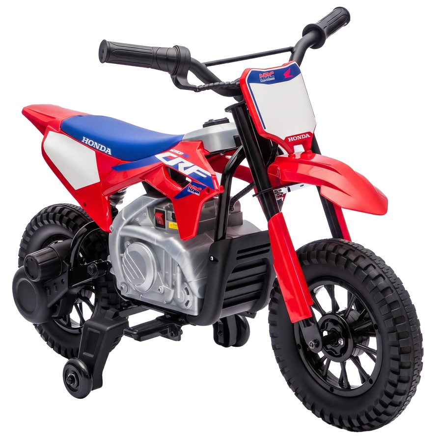 AIYAPLAY Elektro Motorrad Kinder HONDA CRF 450R 12V Kinder Motocross mit Lithium Akku 35W Motor Hinterradfederung 12 Zoll Rädern Stützrädern Softstart, Elektromotorrad bis 6km/h für Kinder ab 3 Rot   Aosom