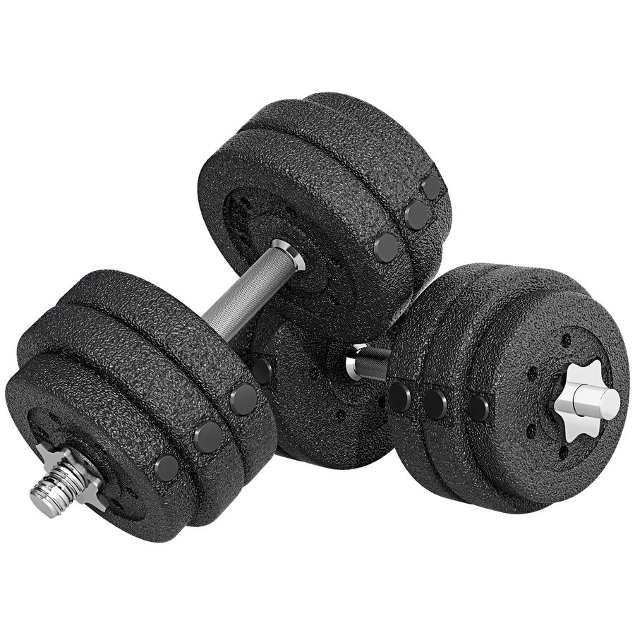 HOMCOM Hantelset mit 30 kg Gewicht (8x2,5 kg, 4x1,5 kg), Hanteln aus Stahl und Sand mit rutschfestem Griff, für Fitness-Training zu Hause, 43x18x7,5 cm, Schwarz   Aosom von HOMCOM
