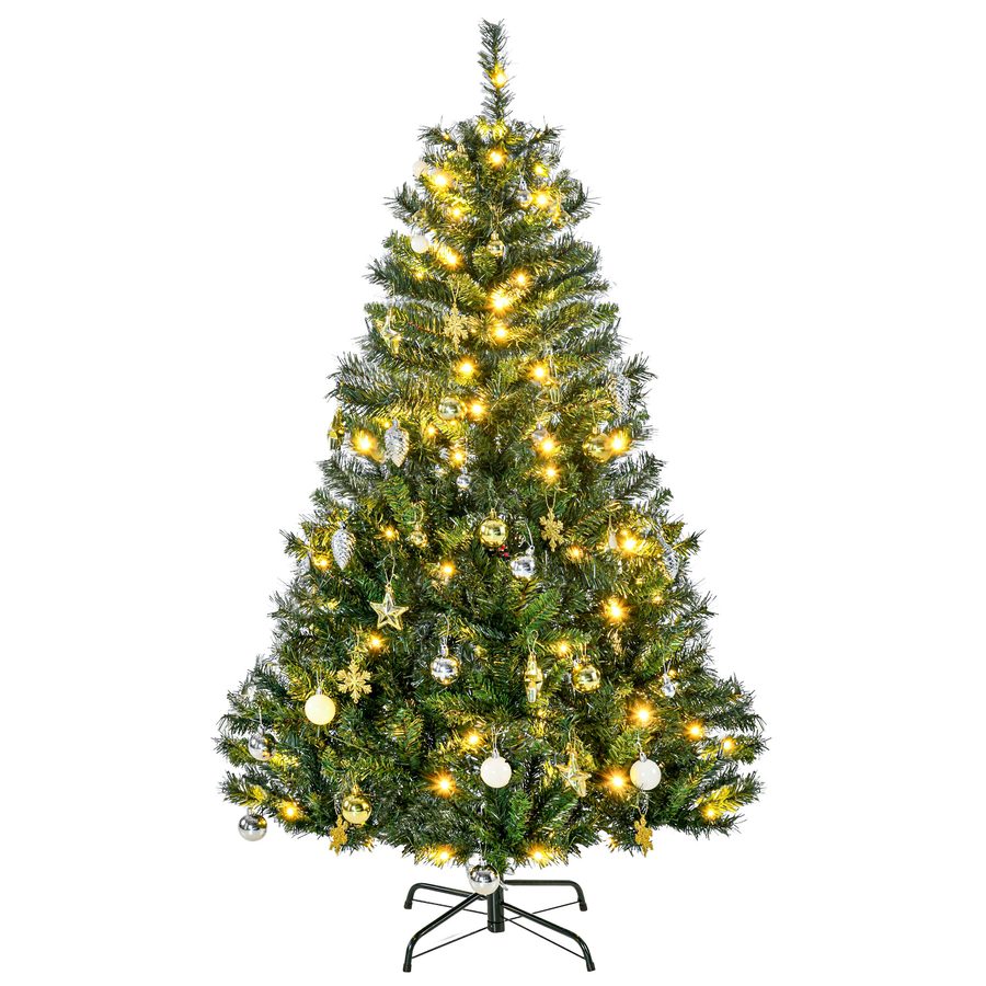 HOMCOM Weihnachtsbaum Tannenbaum mit Deko 120 LEDs 511 Spitzen Ø95 cm 150 cm hoch für festliche Dekoration   Aosom.de
