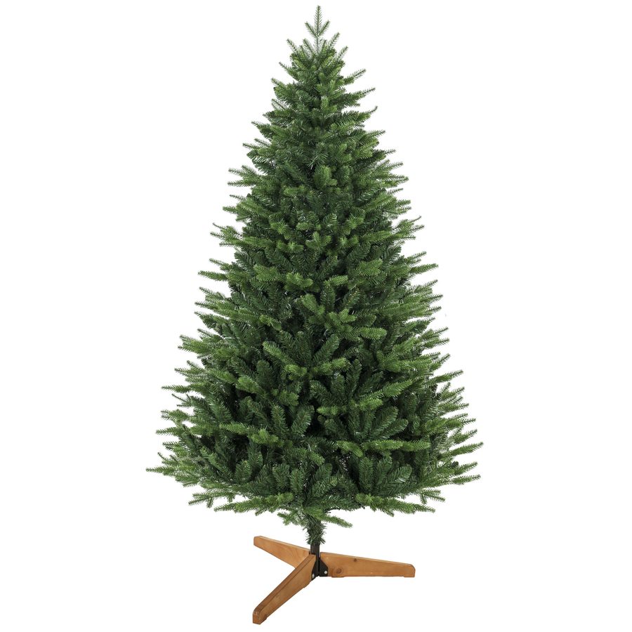 HOMCOM Künstlicher Weihnachtsbaum 180 cm, nordischer Tannenbaum mit 889 PE/PVC-Zweigspitzen, Scharnieraufbau, Kiefernholzständer   Aosom