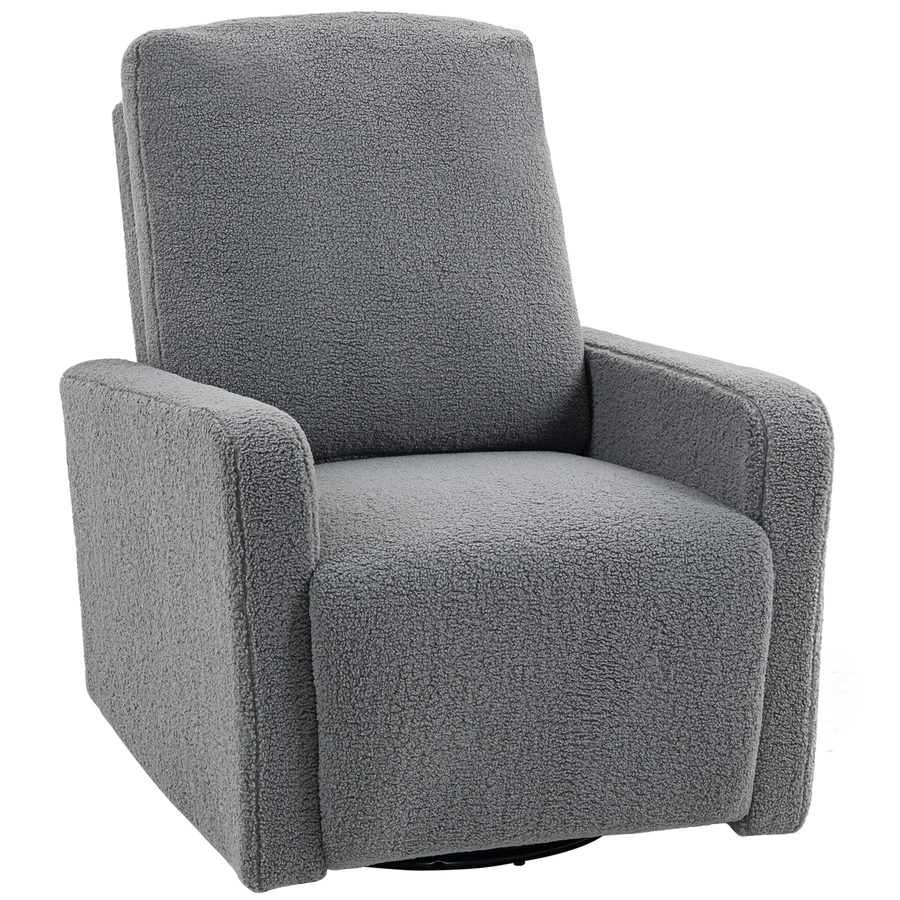 HOMCOM Relaxsessel, Fernsehsessel mit Liegefunktion, Wippfunktion, Drehbar TV-Sessel mit Fußteil, Breite Sitz, Fleece-Optik, Doppelter Polsterung Ruhesessel für Wohnzimmer, Schlafzimmer Grau   Aosom