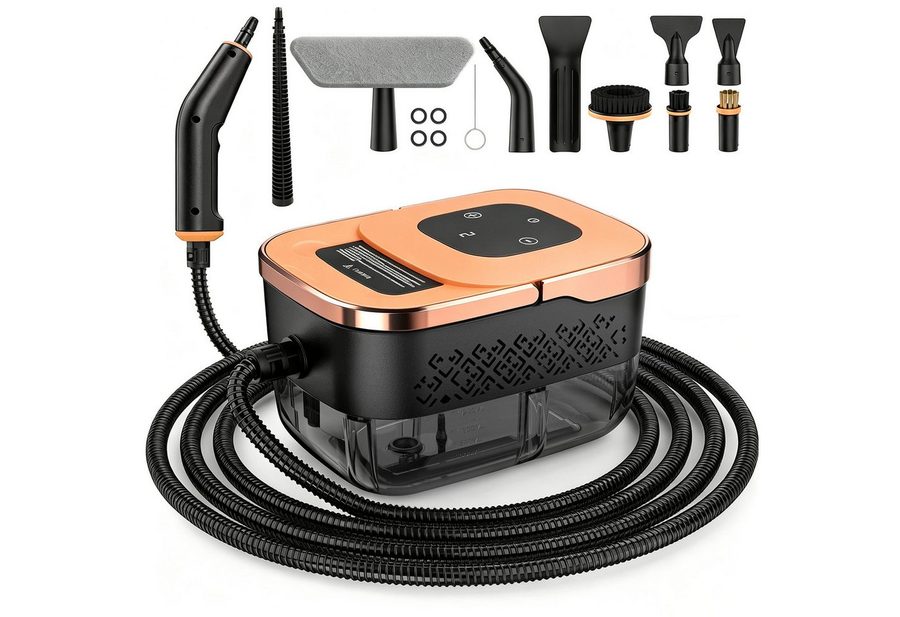 YADIMI Handdampfreiniger 1500W Tragbarer Dampfreiniger mit 1250 ml Wassertank, 1500 W, 6-stufige Leistungsregelung und 10-teiliges Zubehörset, Dampfreiniger für Böden, Küche, Fenster, Badezimmer und Auto
