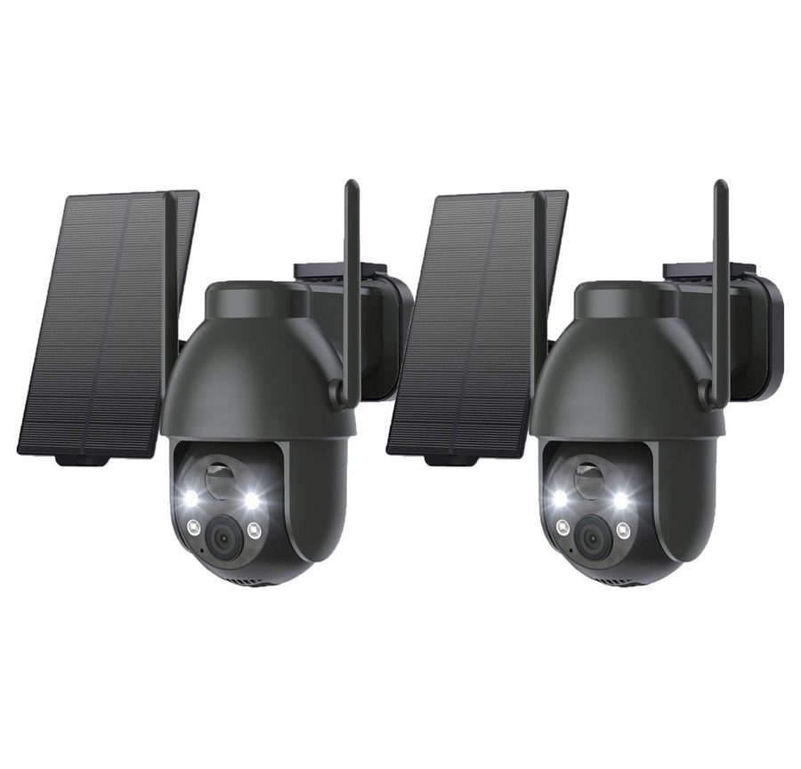 Topcony Überwachungskamera Überwachungskamera Aussen Akku 2K Kamera Überwachung Aussen Solar (Aussen, Außenbereich, Outdoor, 360° WLAN Kamera Outdoor Kabellose Aussenkamera, 2-tlg., mit Farbige Nachtsicht und PIR Bewegungsmelder, 4-fachen Digitalzoom,3 Alarmmodi,4 Bildschirme gleichzeitig anzeigen)